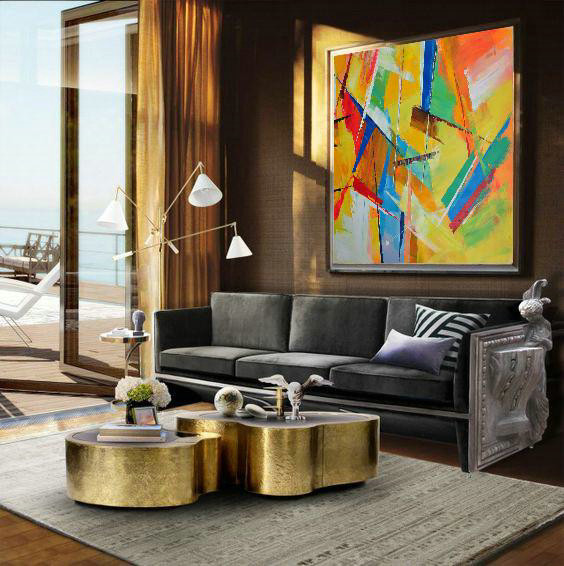 Original Artwork Extra Large Abstract Painting,Oversized Palette Knife Painting Contemporary Art On Canvas,Huge Abstract Canvas Art,Yellow,Light Green,Red,Blue,Pink.etc